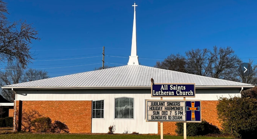 Exterior photograph of All Saints Lutheran Church